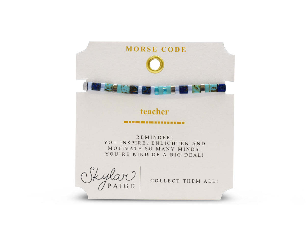TEACHER - Morse Code Tila Beaded Bracelet - Bohemian Bl – Stia Jewelry