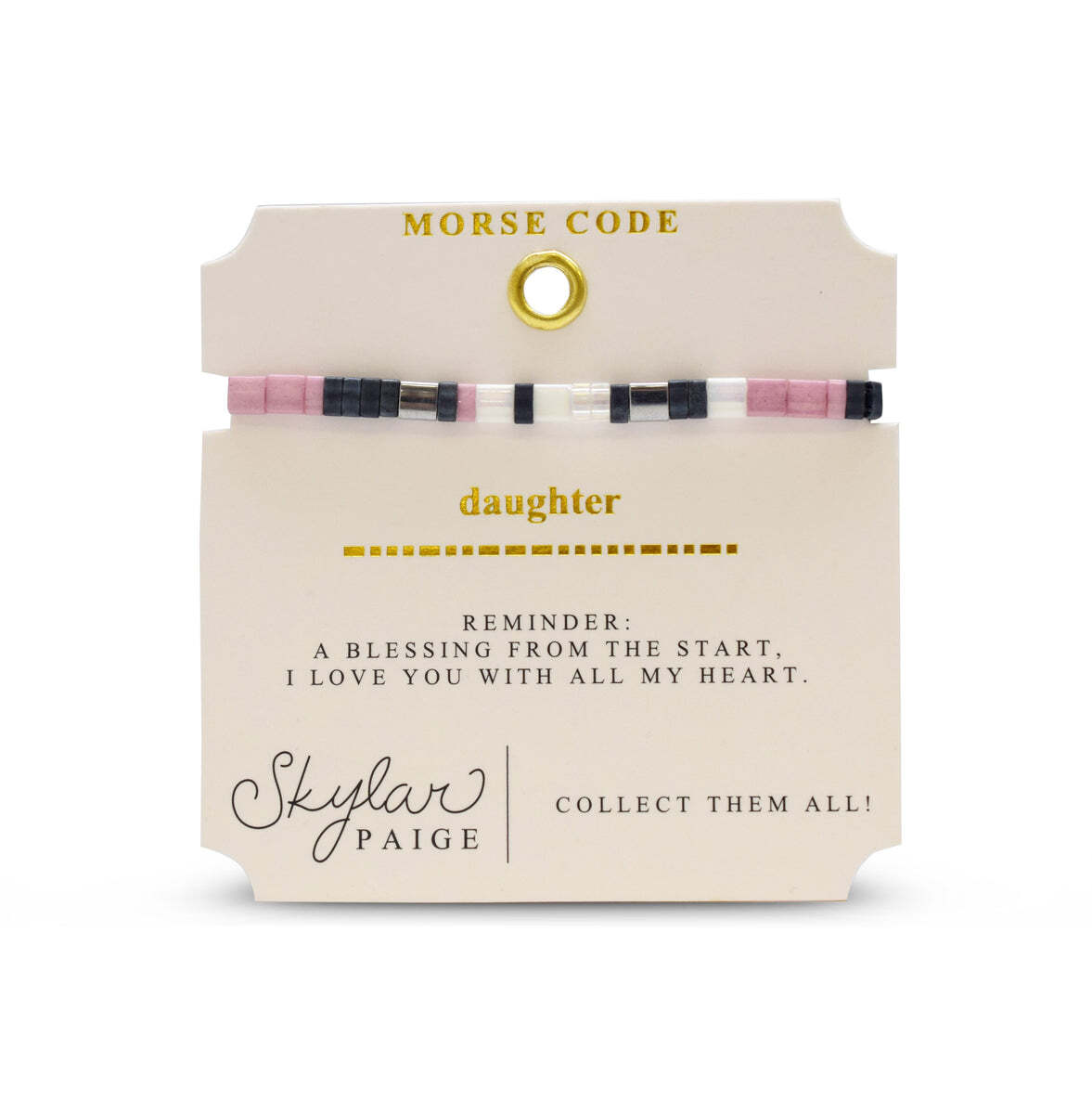 DAUGHTER - Morse Code Tila Beaded Bracelet - Curious Bl – Stia Jewelry