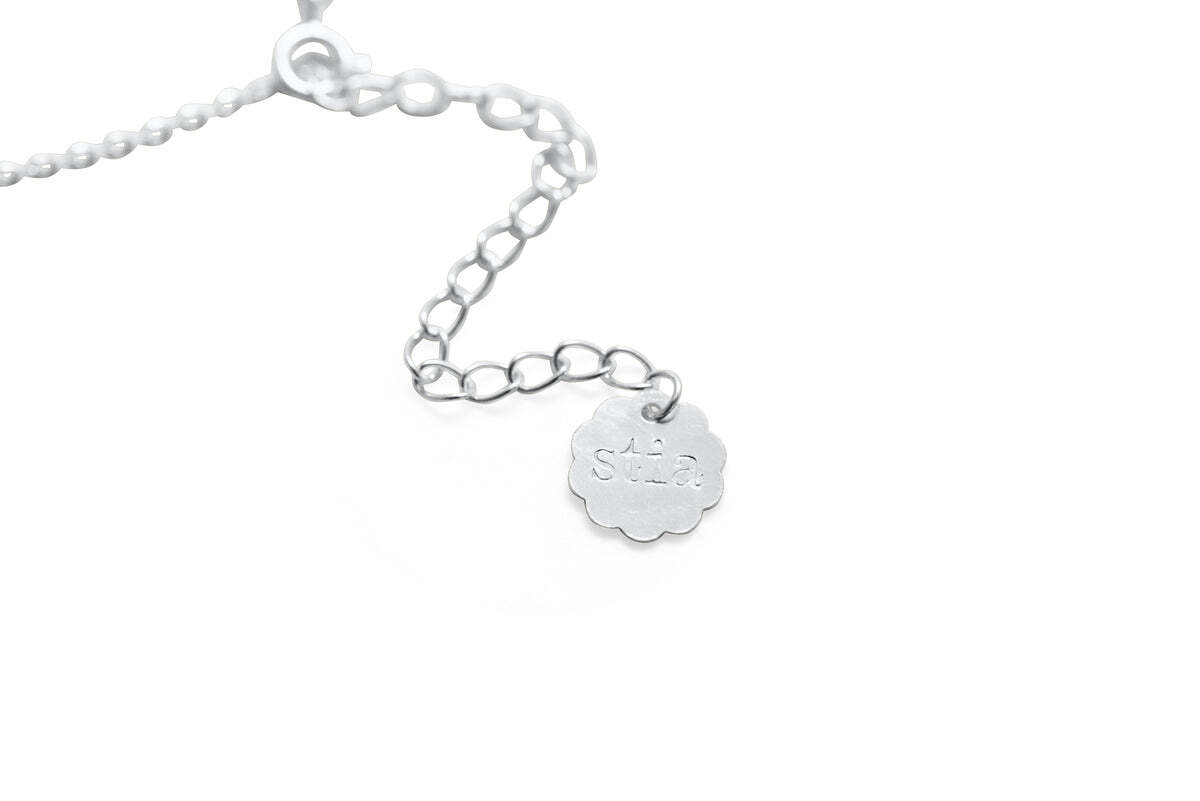 Bezel Heart Necklace (Clear CZ/April)