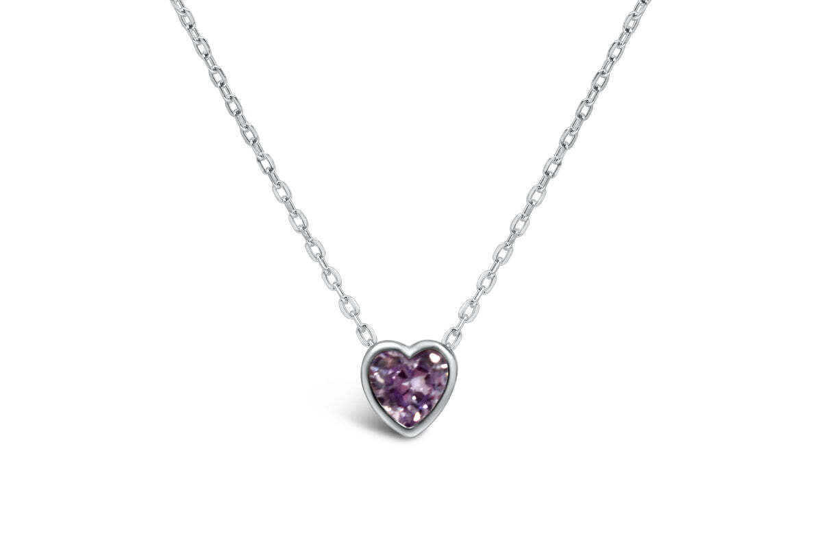 Bezel Heart Necklace (Alexandrite/June)