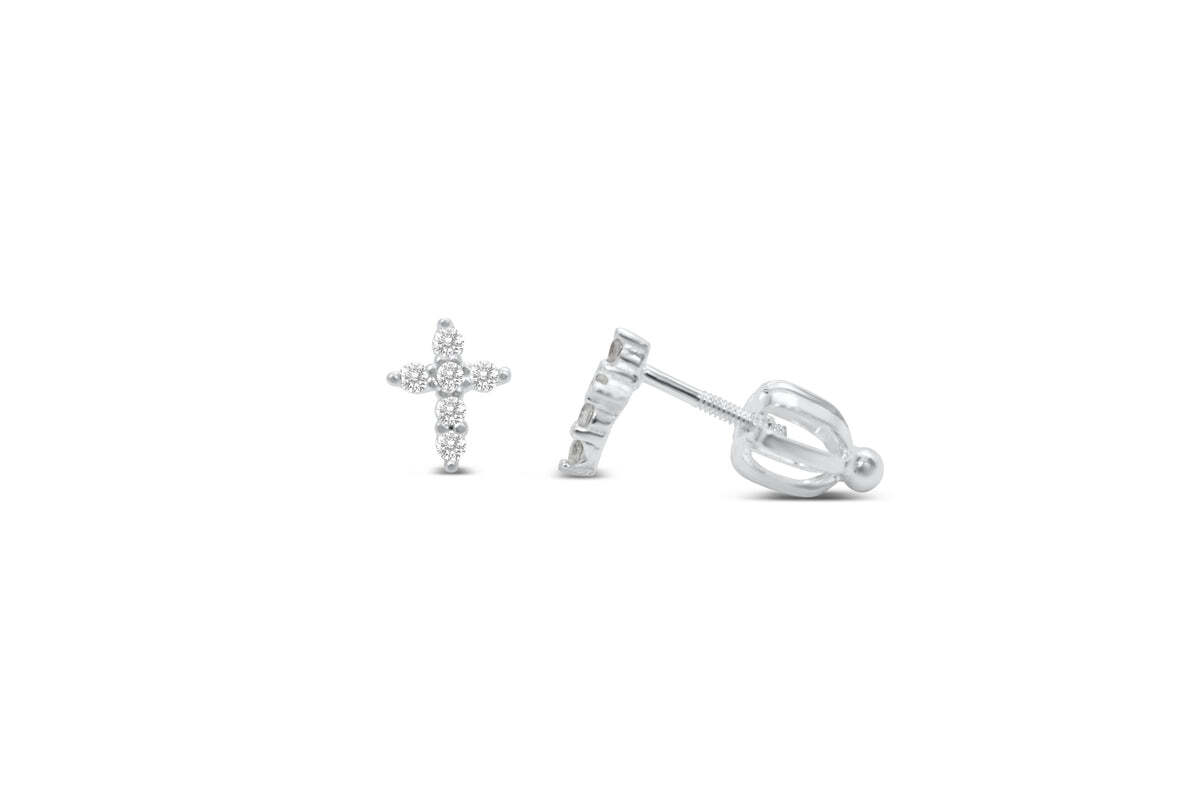 Prong Cross Stud (Silver)