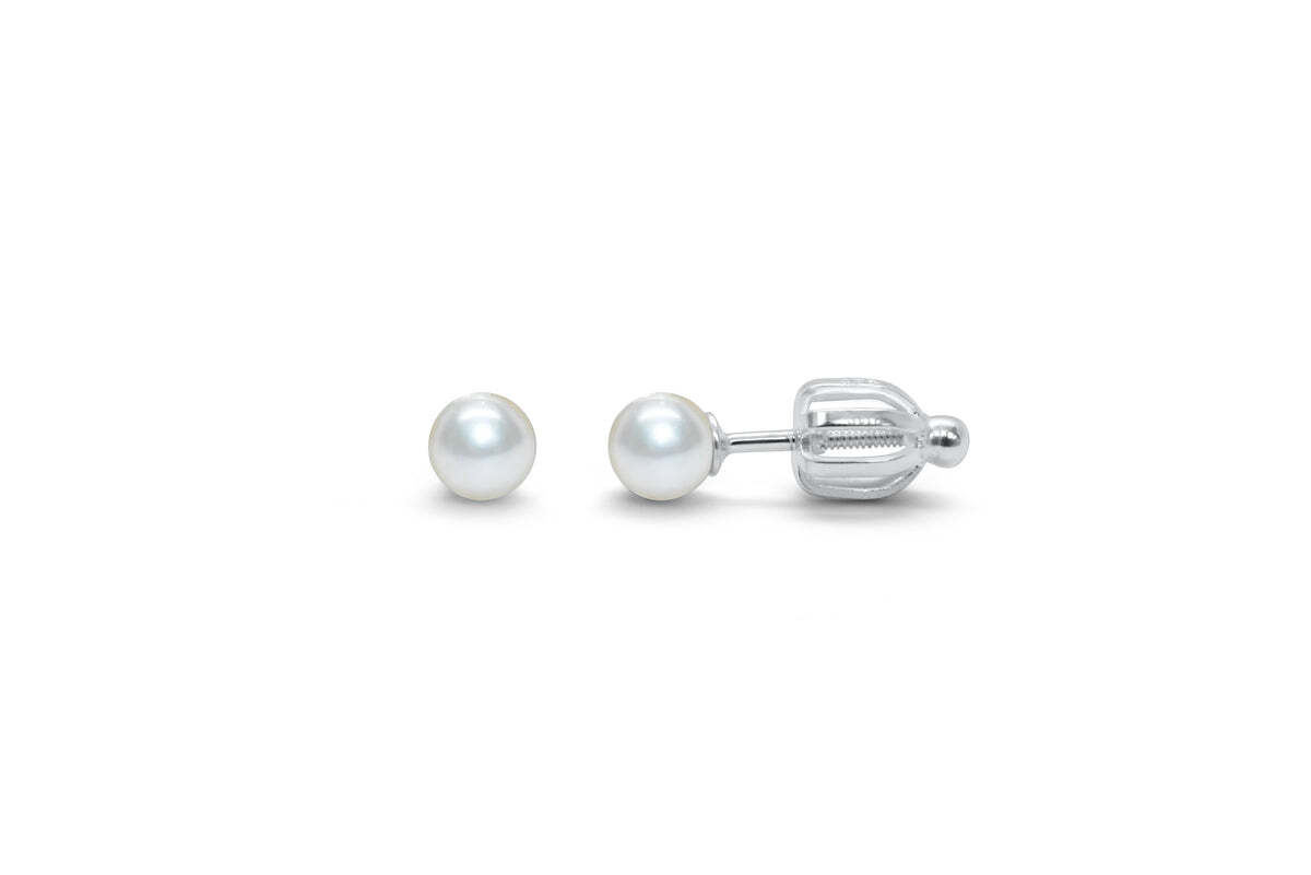 Pearl Stud Earring (4mm Silver)