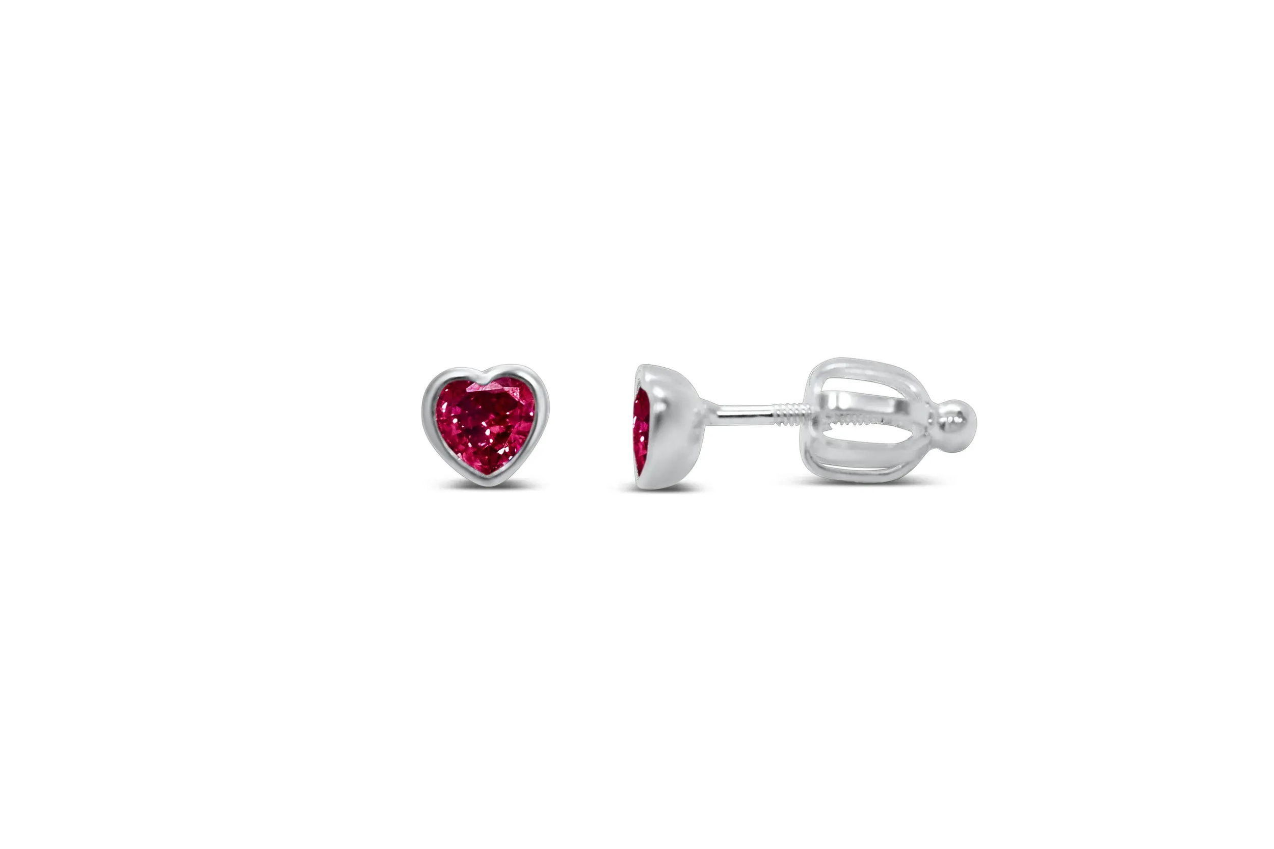 Heart CZ (Pink) Stud Earring
