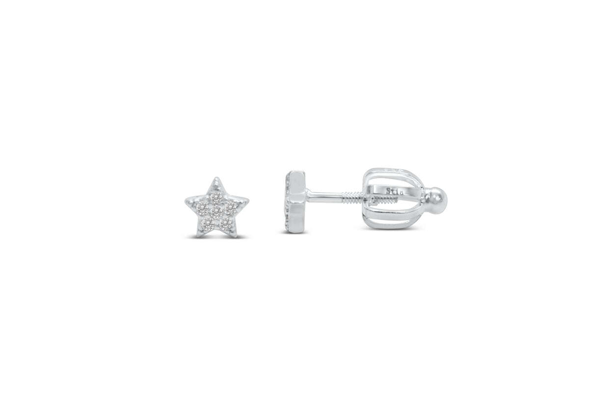Pavé Star Stud Earring (Silver)