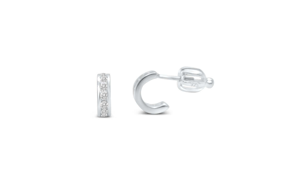 CZ Half Hoop (Clear) Earring (Silver)