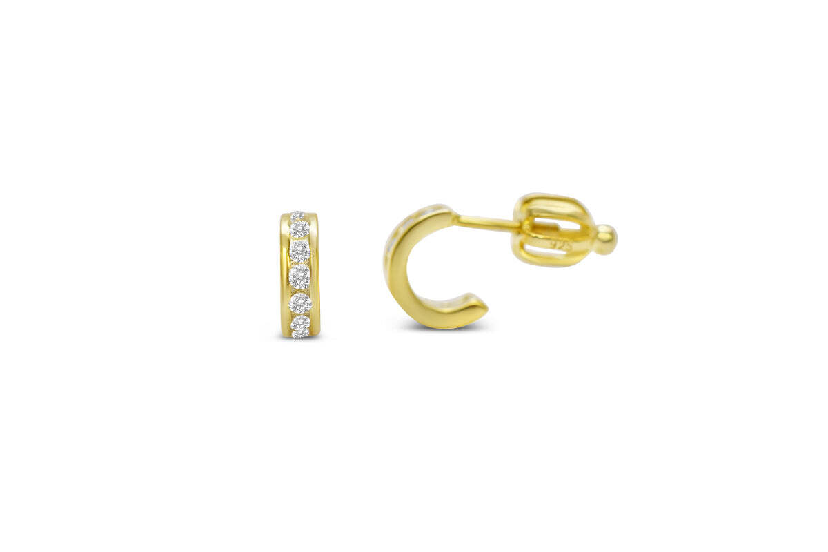 CZ Half Hoop (Clear) Earring (Gold)