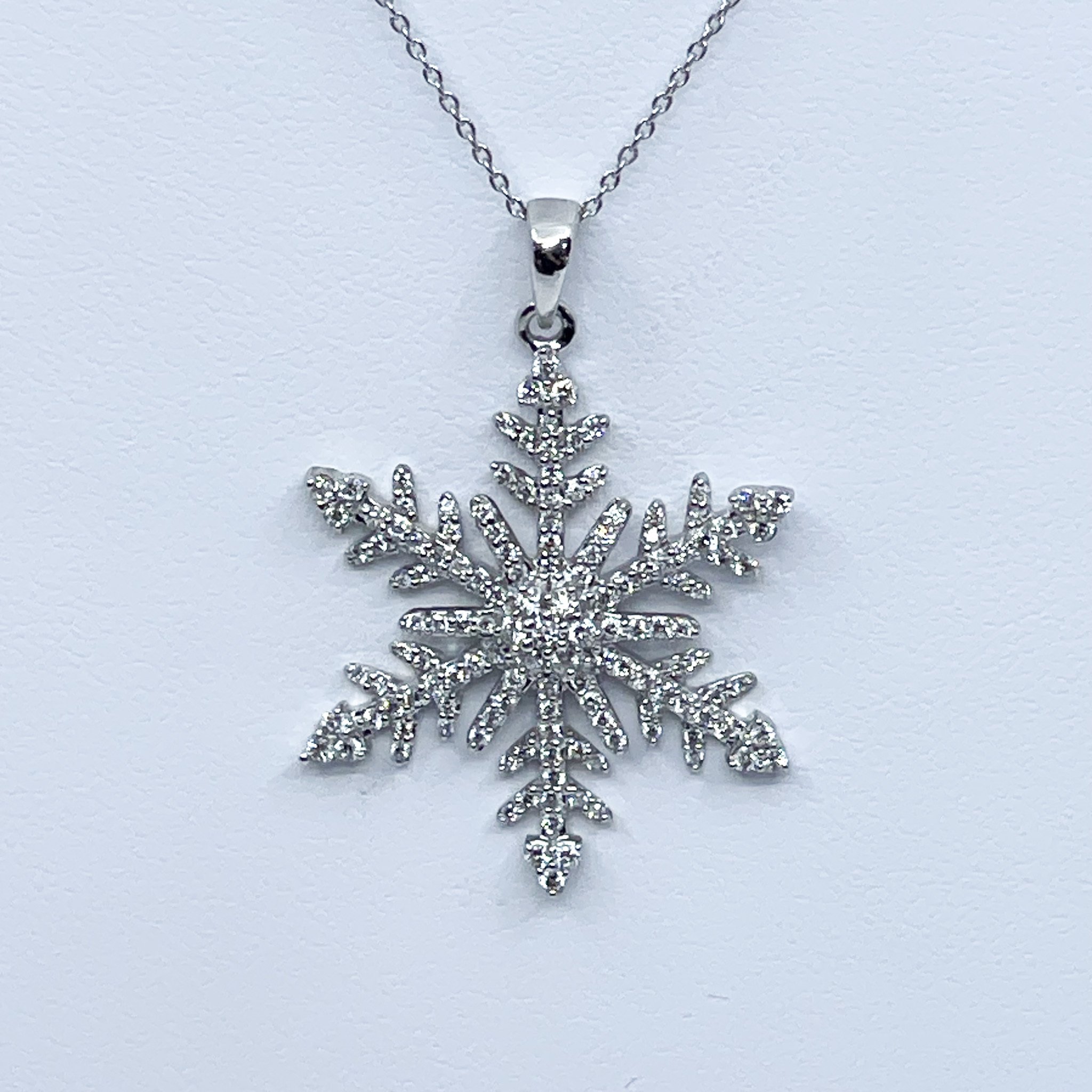 14K White Gold Diamond Snowflake Pendant 001-160-02883 14KW | Quality Gem  LLC | Bethel, CT