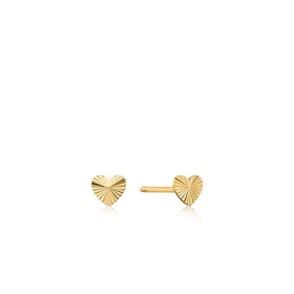 Closeup photo of 14kt Gold Heart Stud Earrings