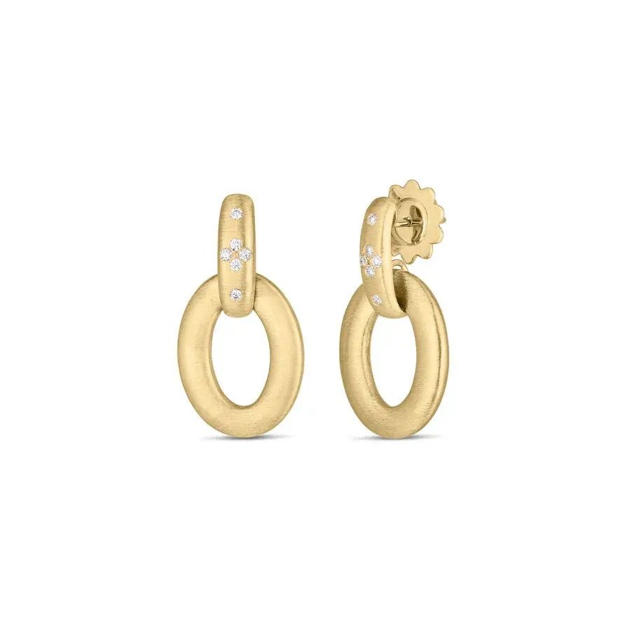 18k Yellow Gold Duchessa Diamond Accent Satin Doorknocker Earrings