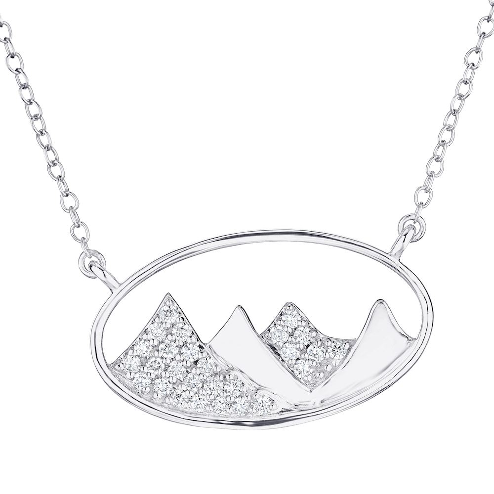 Oval Frame Diamond Peak Mountain Necklace
