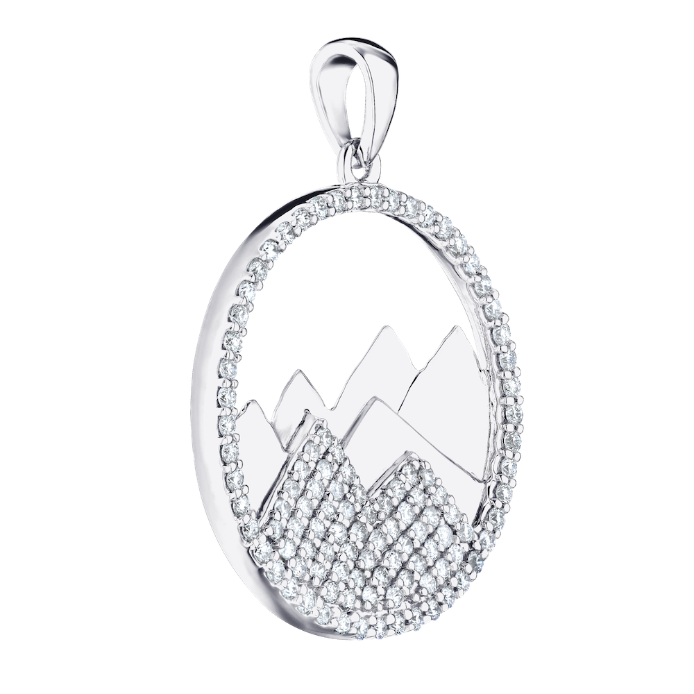 Circle Fram Diamond Mountain Pendant
