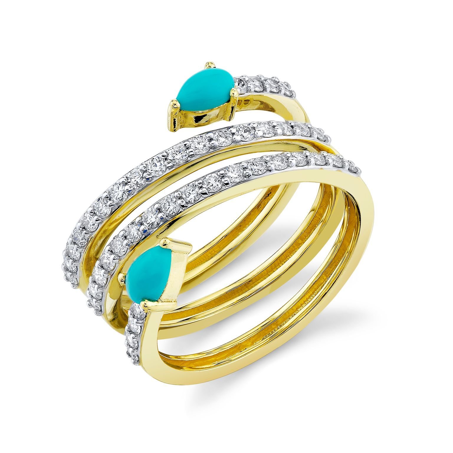 DIAMOND CRISS-CROSS BAND WITH PEAR SHAPED TURQUOISE WITH STRIE DETAIL