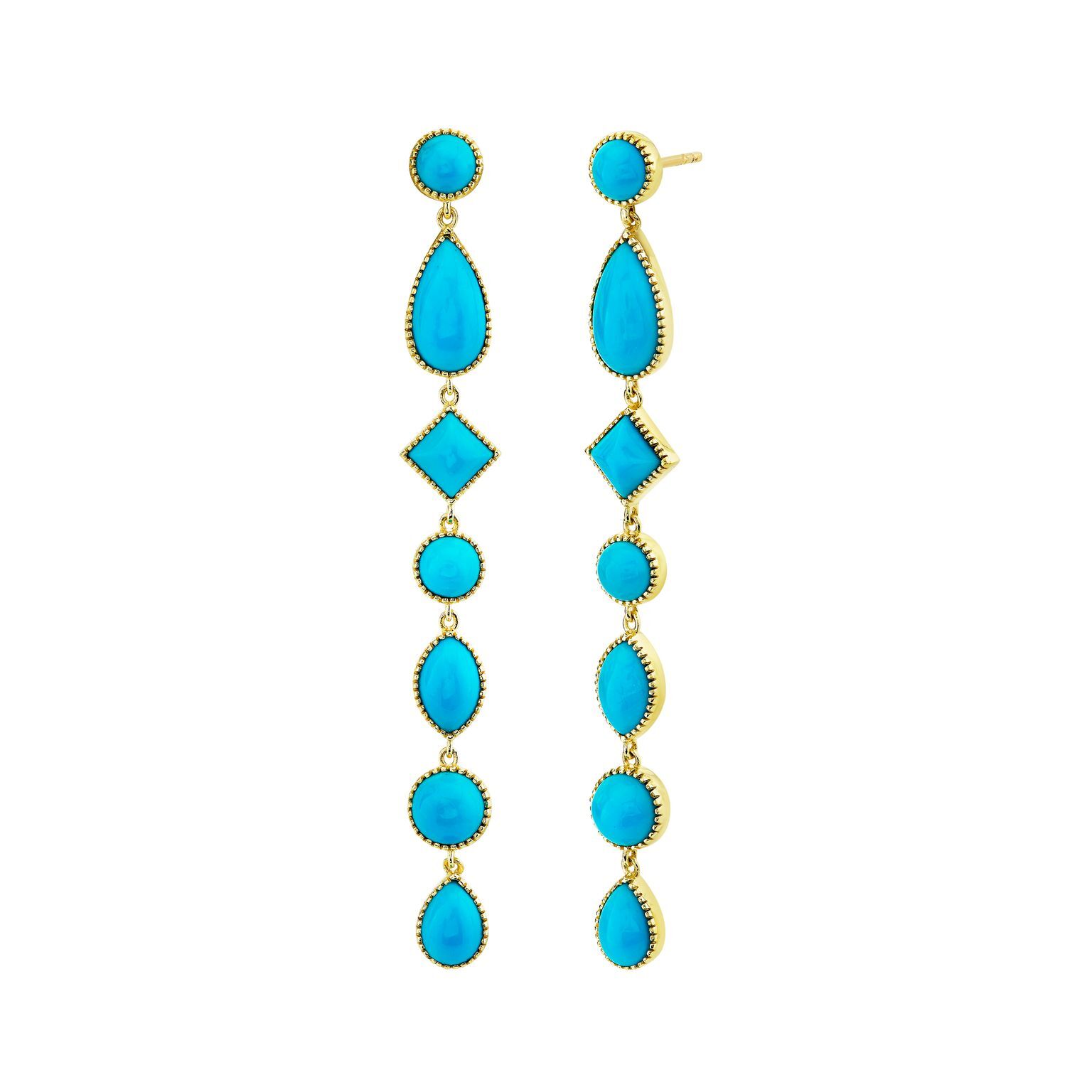 TURQUOISE MIX SHAPE DROP EARRINGS