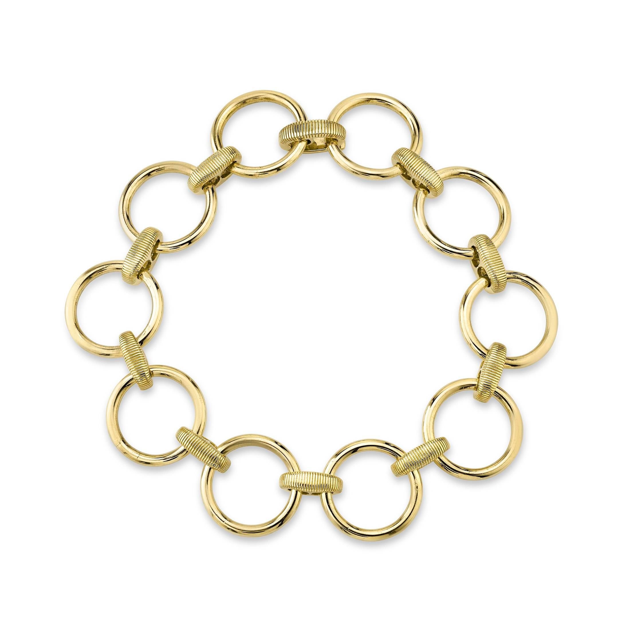 T ROUND LINK BRACELET WITH STRIE CONNECTORS