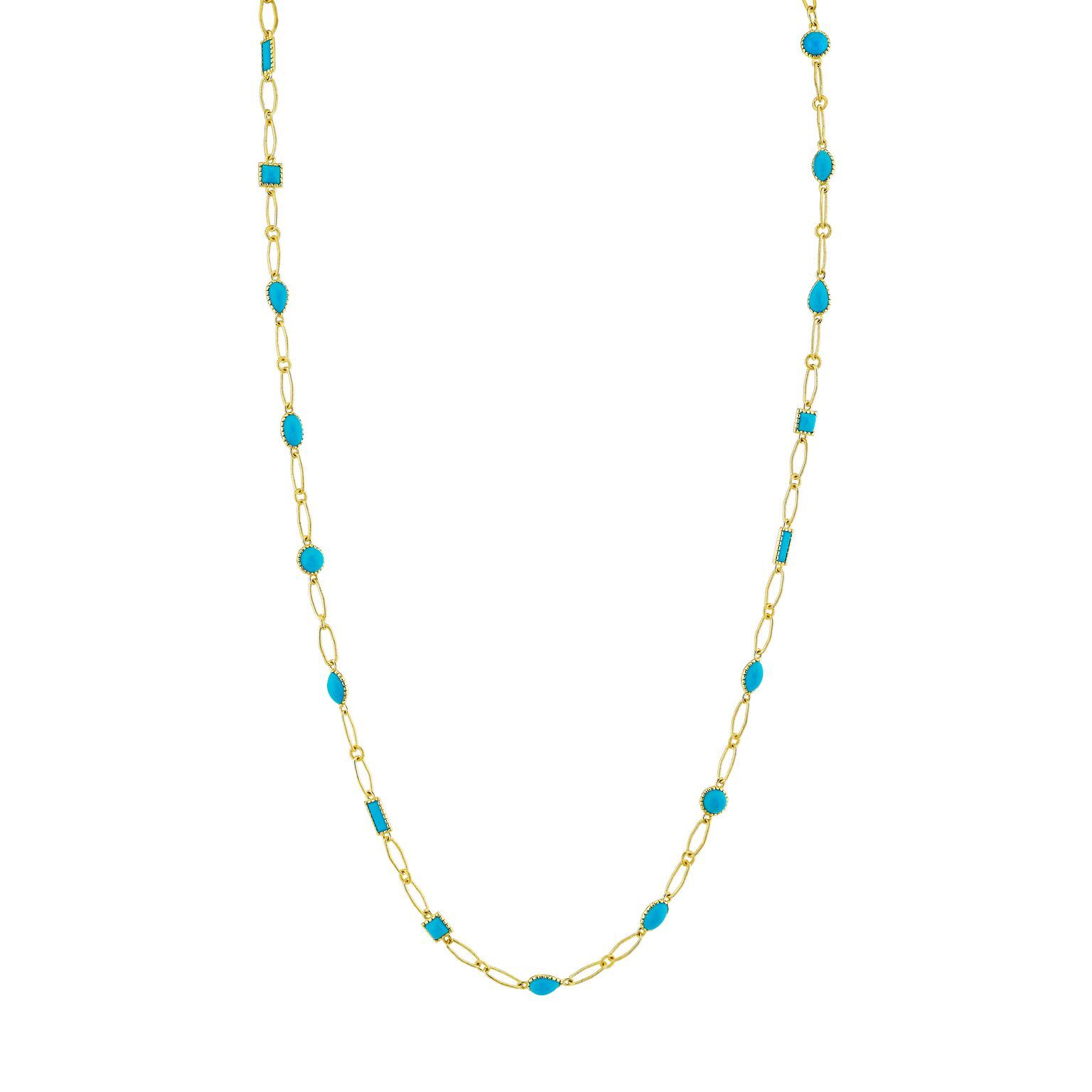 TURQUOISE MIX SHAPE LACEY CHAIN