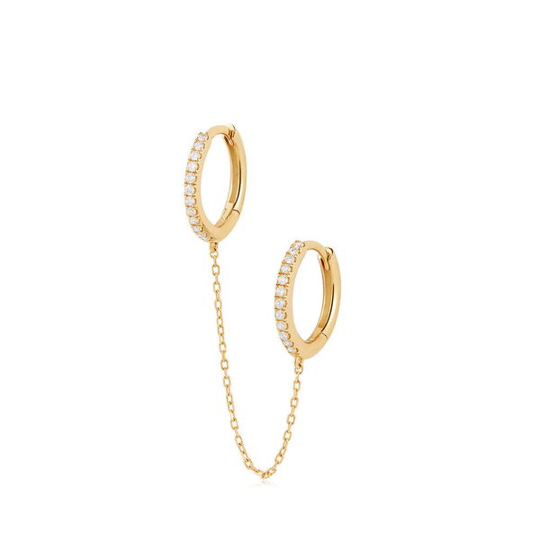 Closeup photo of QUINN | Lab Grown Diamond Double Chain Hoop – AURELIE GI