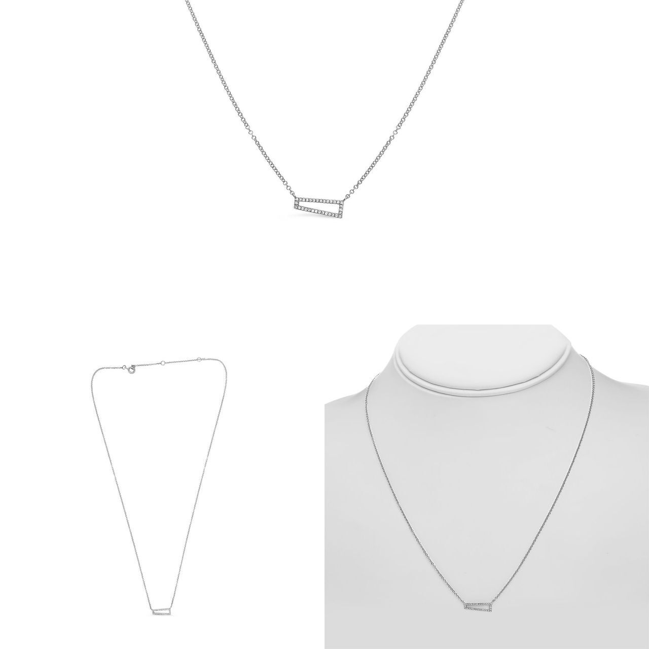 14KW Diamond .07ct Trapezoid Adjustable Necklace