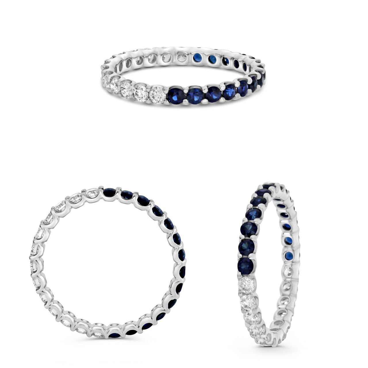 14kw Dual Stone Eternity Band .48ct Diamond and .56ct Sapphire