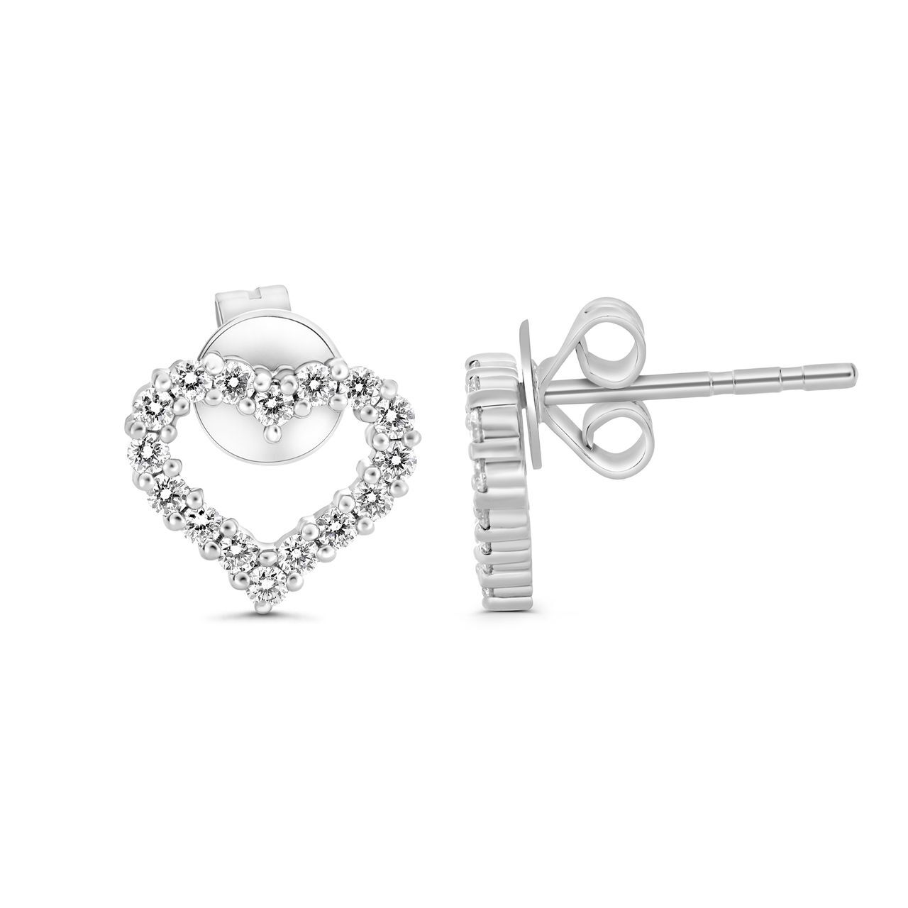14kW HEART EARRING .32c Diamond
