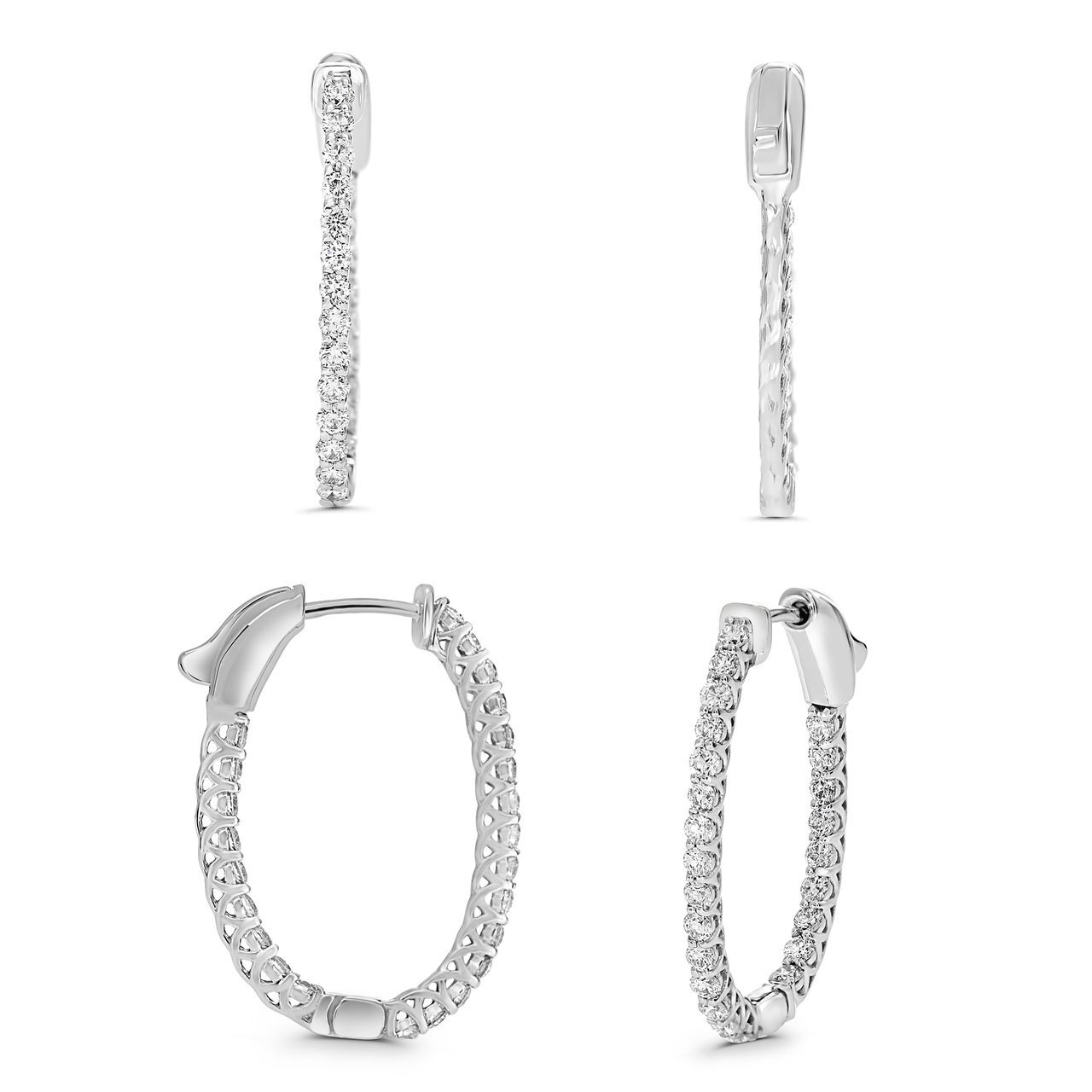 14kw 1ct Diamond Hoop Earring 1" Diameter