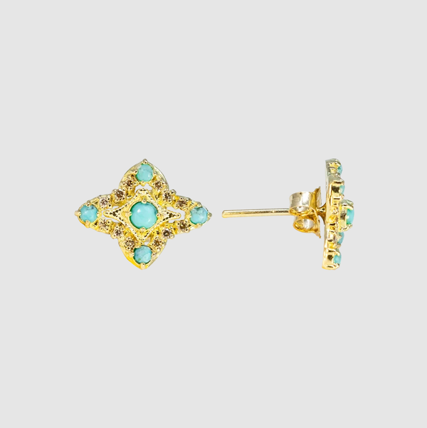 Closeup photo of TURQUOISE CRIVELLI STUD EARRING