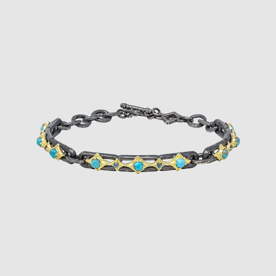 TURQUOISE LONDON BLUE TOPAZ CRIVELLI LINK BRACELET