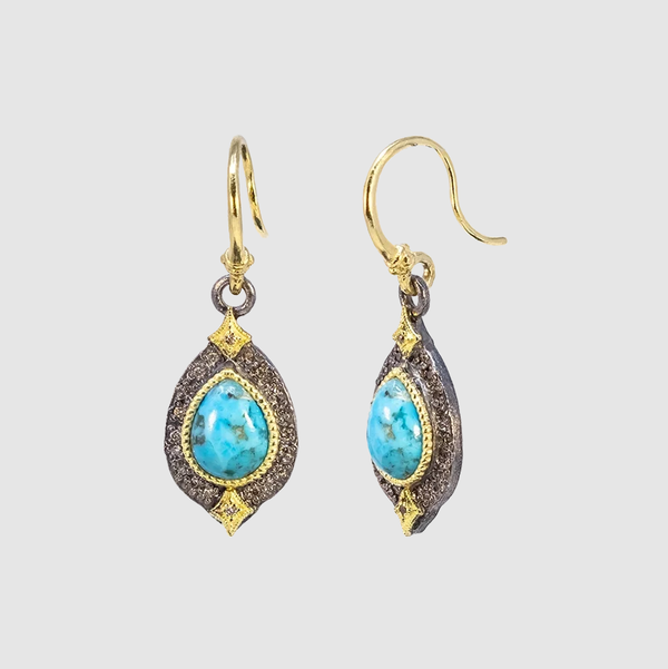 Closeup photo of BLUE TURQUOISE DROP EARRING