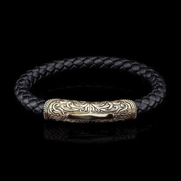 Closeup photo of Milan - Bronze/Black Leather Bracelet