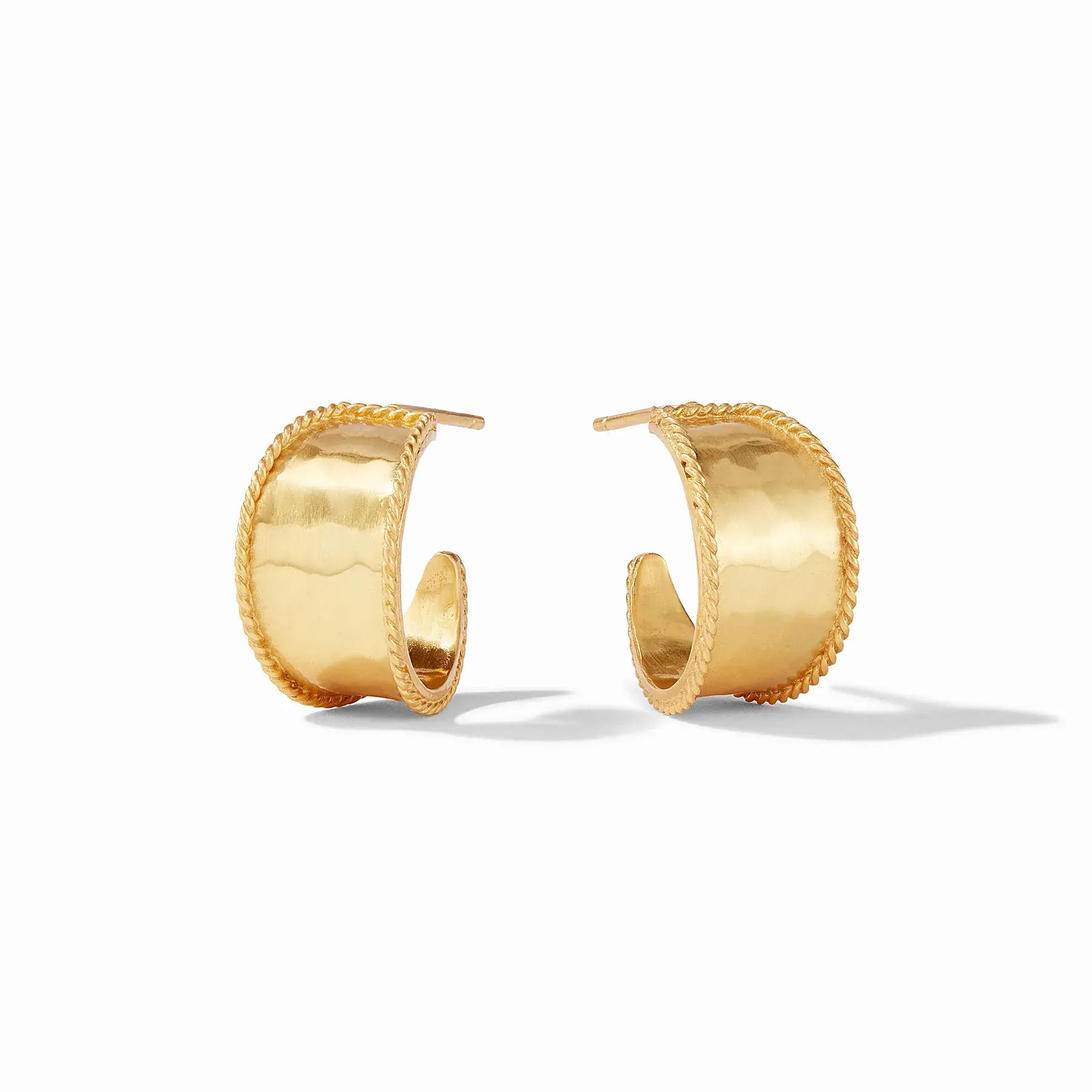 Lightly hammered hoop that elegantly curves from wide to narrow, finished with with twisted wire detail. Savoy Hoop
