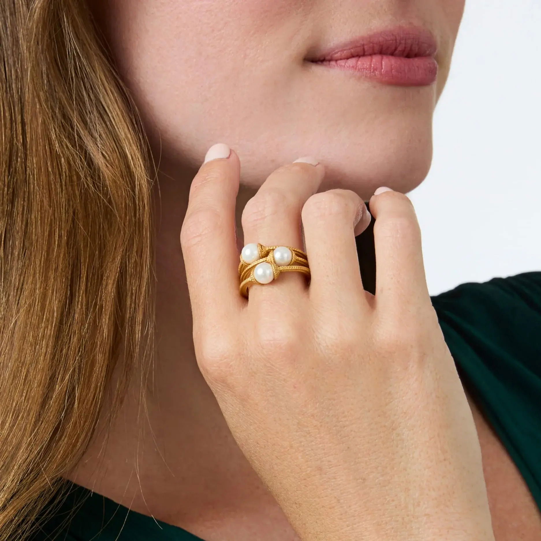 Three pearl rings to stack together or wear separately. Calypso Trio Ring