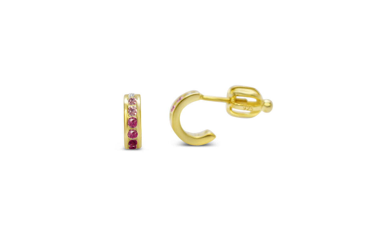 CZ Half Hoop (Pink Ombre) Earring (Gold)