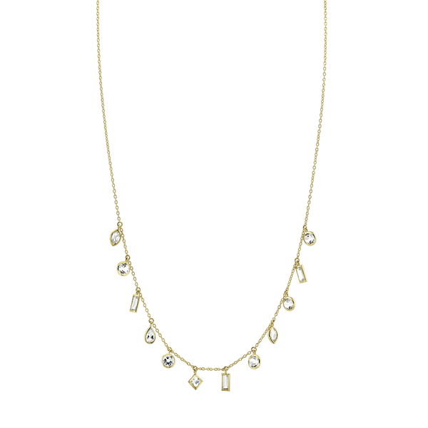 Closeup photo of SLOANE STREET CHAIN WITH HANGING WHITETOPAZ IN MIXED SHAPES & SIZES