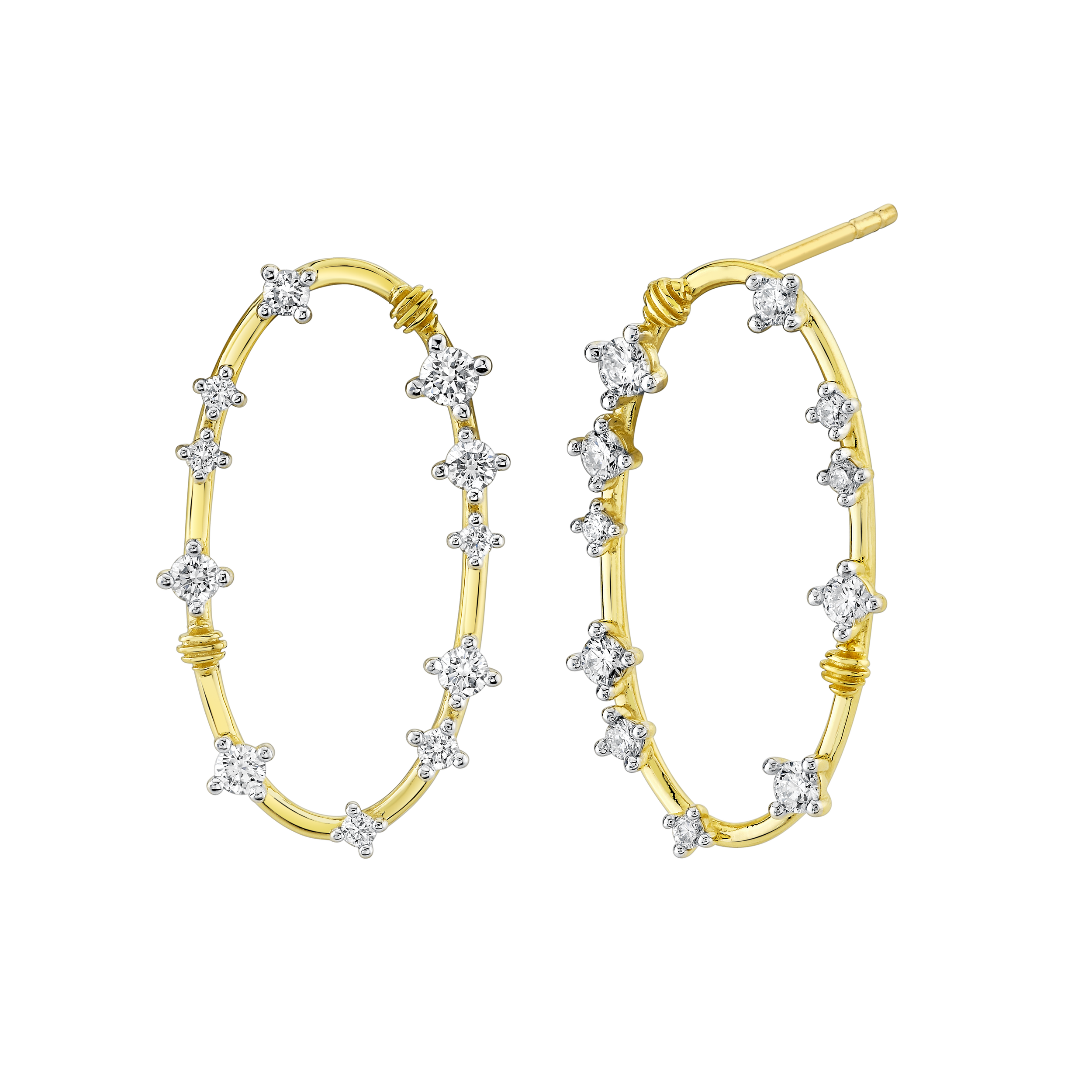 SLOANE STREET OPEN OVAL CONFETTI EARRING WITH WHITE DIAMOND DETAIL