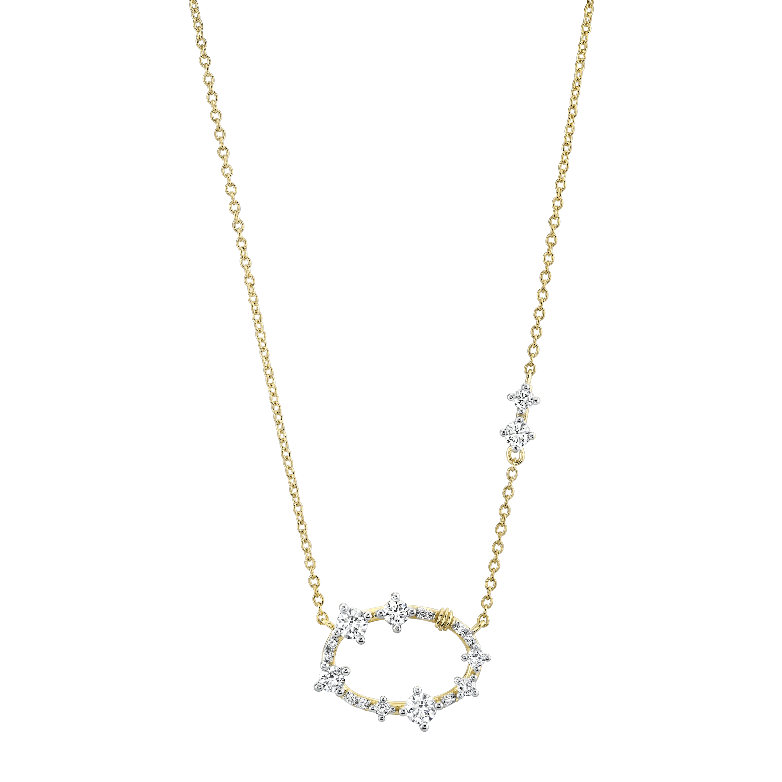 SLOANE STREET PAVE CONFETTI OPEN OVAL PENDANT WITH SCATTERED DIAMOND DETAIL