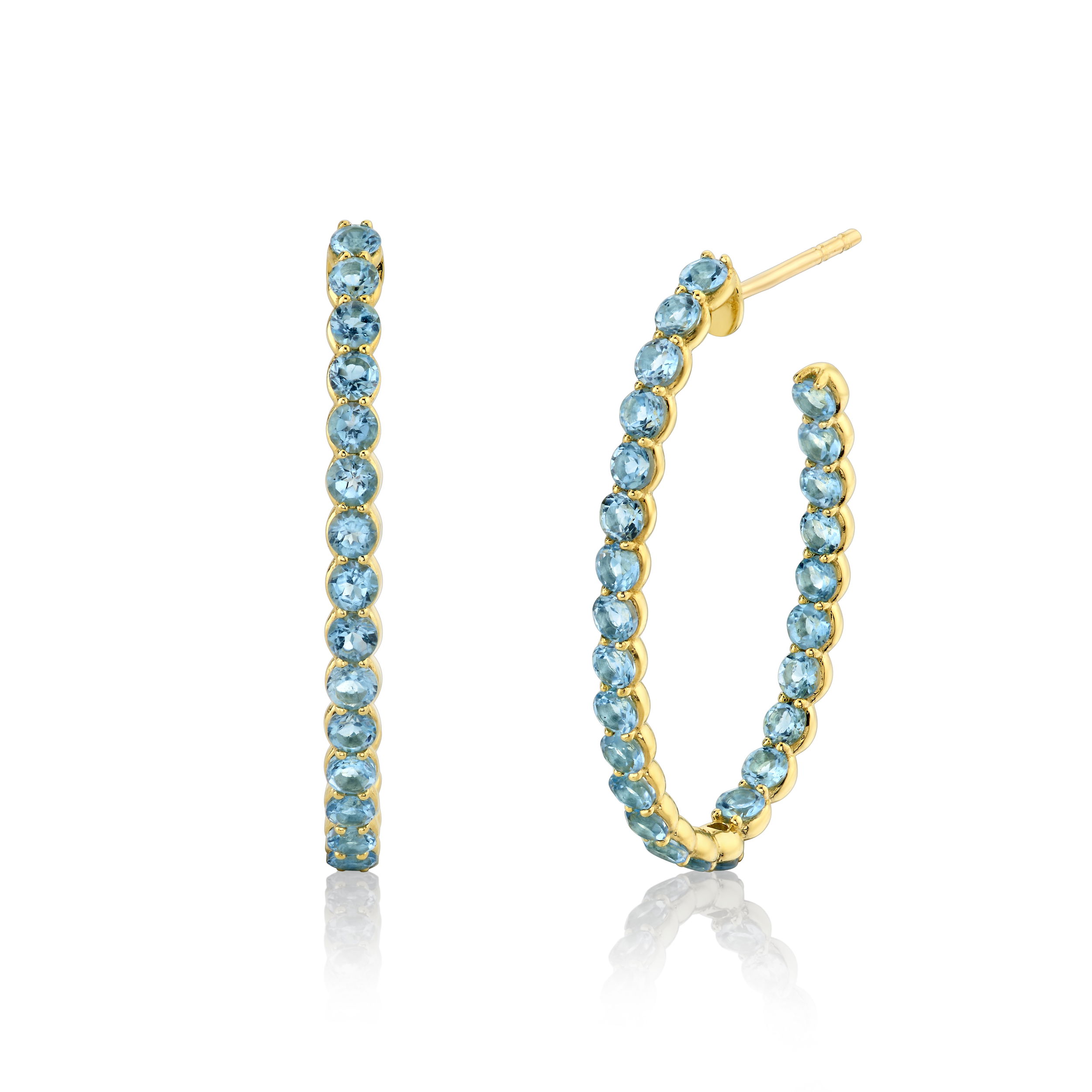 SLOANE STREET 30MM SWISS BLUE TOPAZ HOOPS