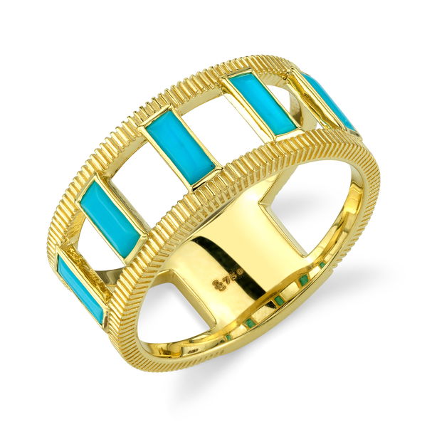 Closeup photo of SLOANE STREET STRIE BAND WITH TURQUOISE BAGUETTTES