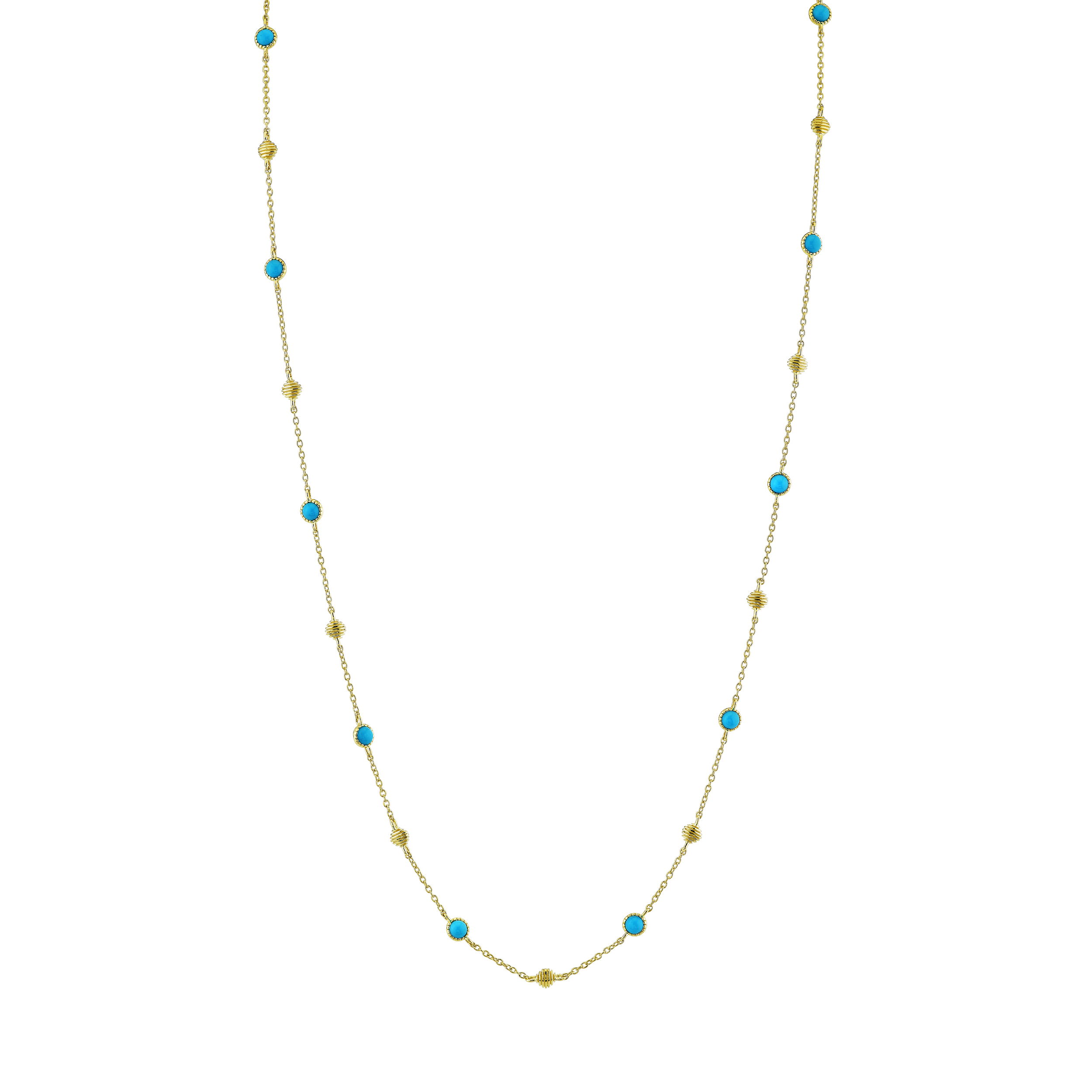 SLOANE STREET BEZEL SET TURQUOISE CHAIN WITH STRIE CUSHIONS