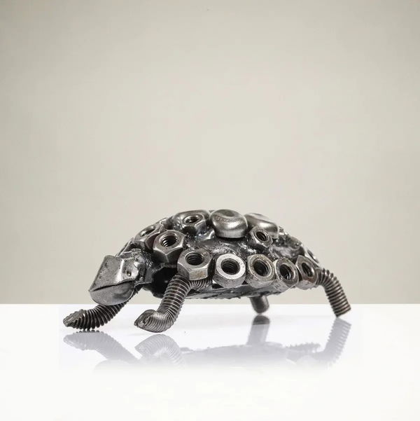 Closeup photo of Turtle Recycled Metal Sculpture