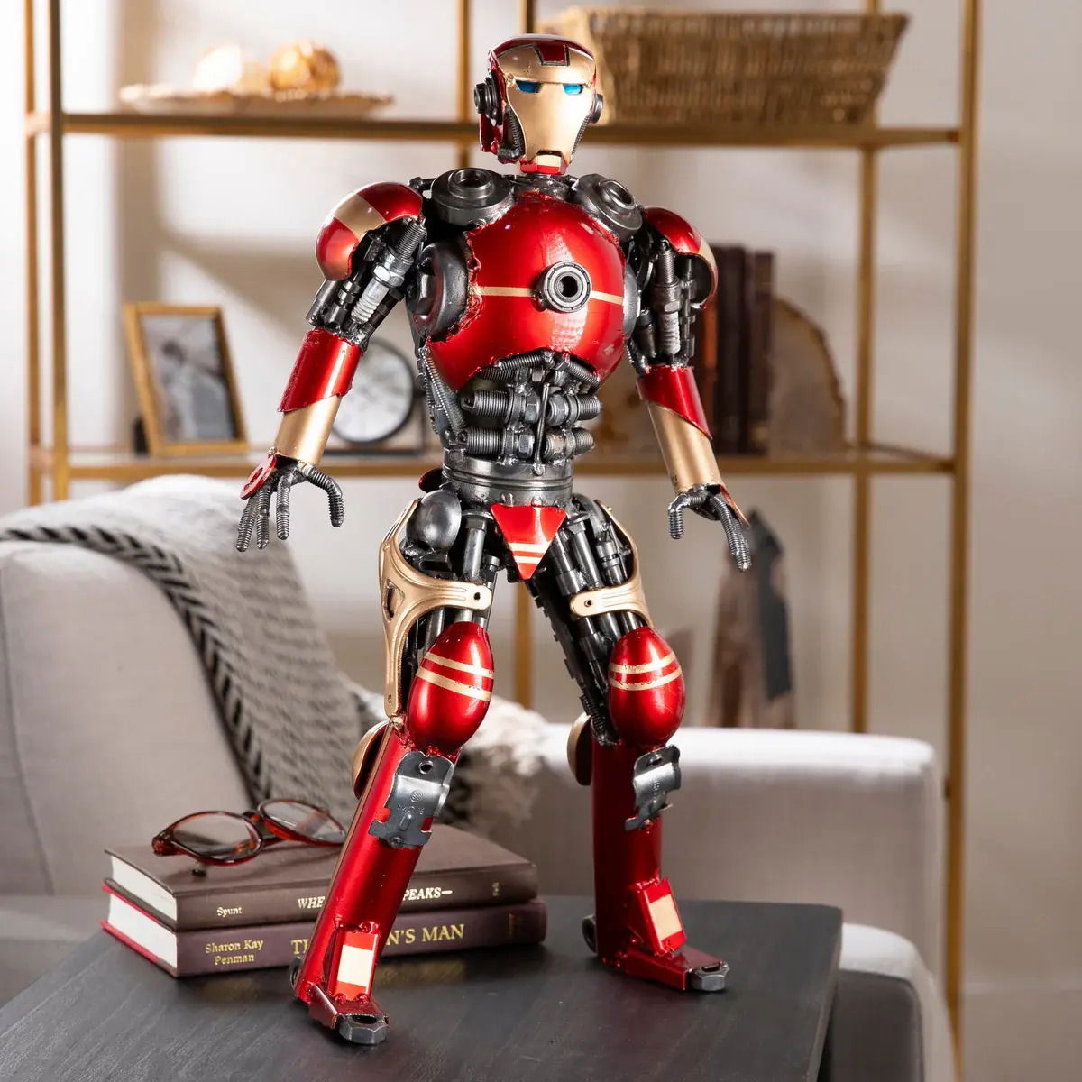 20" Red Iron Man Inspired Recycled Metal Sculpture