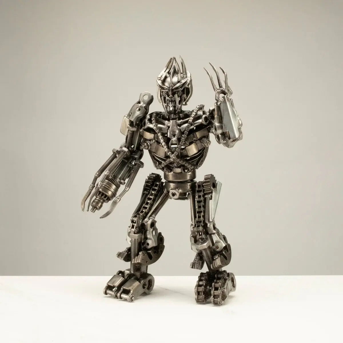 16" Megatron Inspired Recycled Metal Art Sculpture