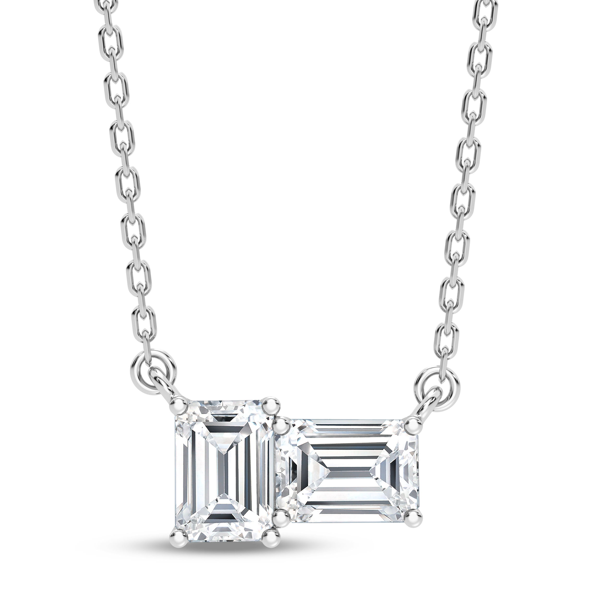 14kw .90cttw Lab Grown Diamond Two Stone Necklace