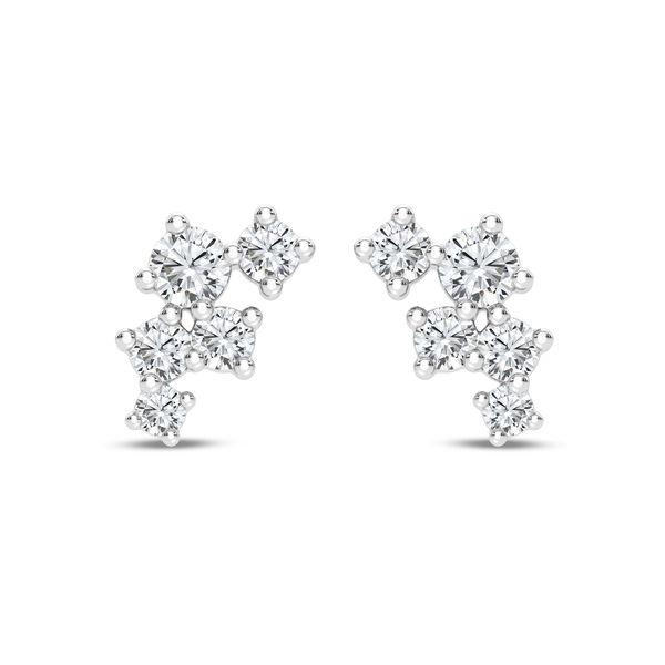 Closeup photo of 14kw .75cttw Lab Grown Diamond Cluster Earrings