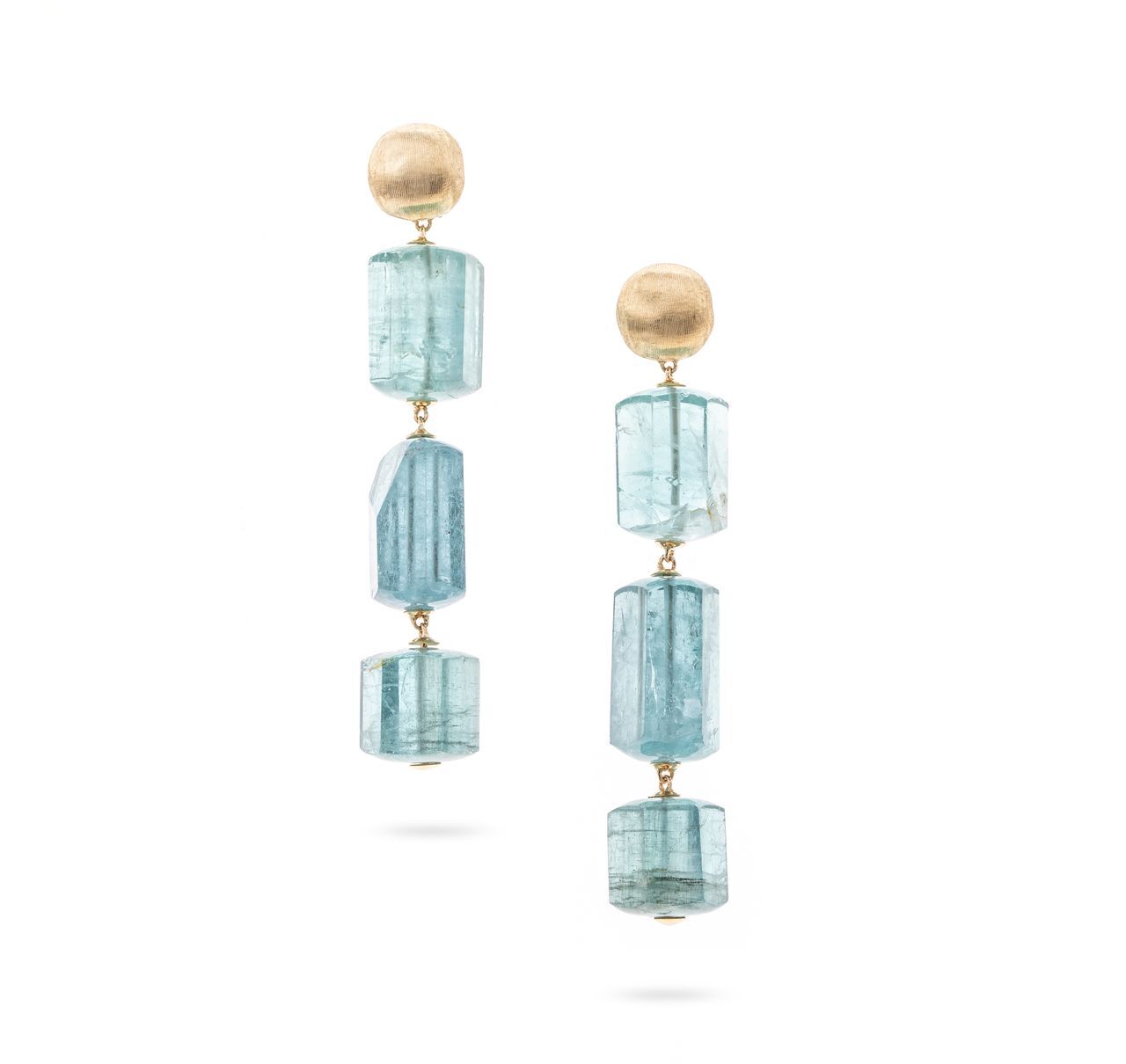 MARCO BICEGO One of a Kind Natural Aquamarine Earrings 18k Yellow Gold