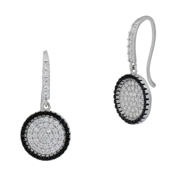 Freida Rothman Industrial finish Pave Grit Fish Hook Earrings