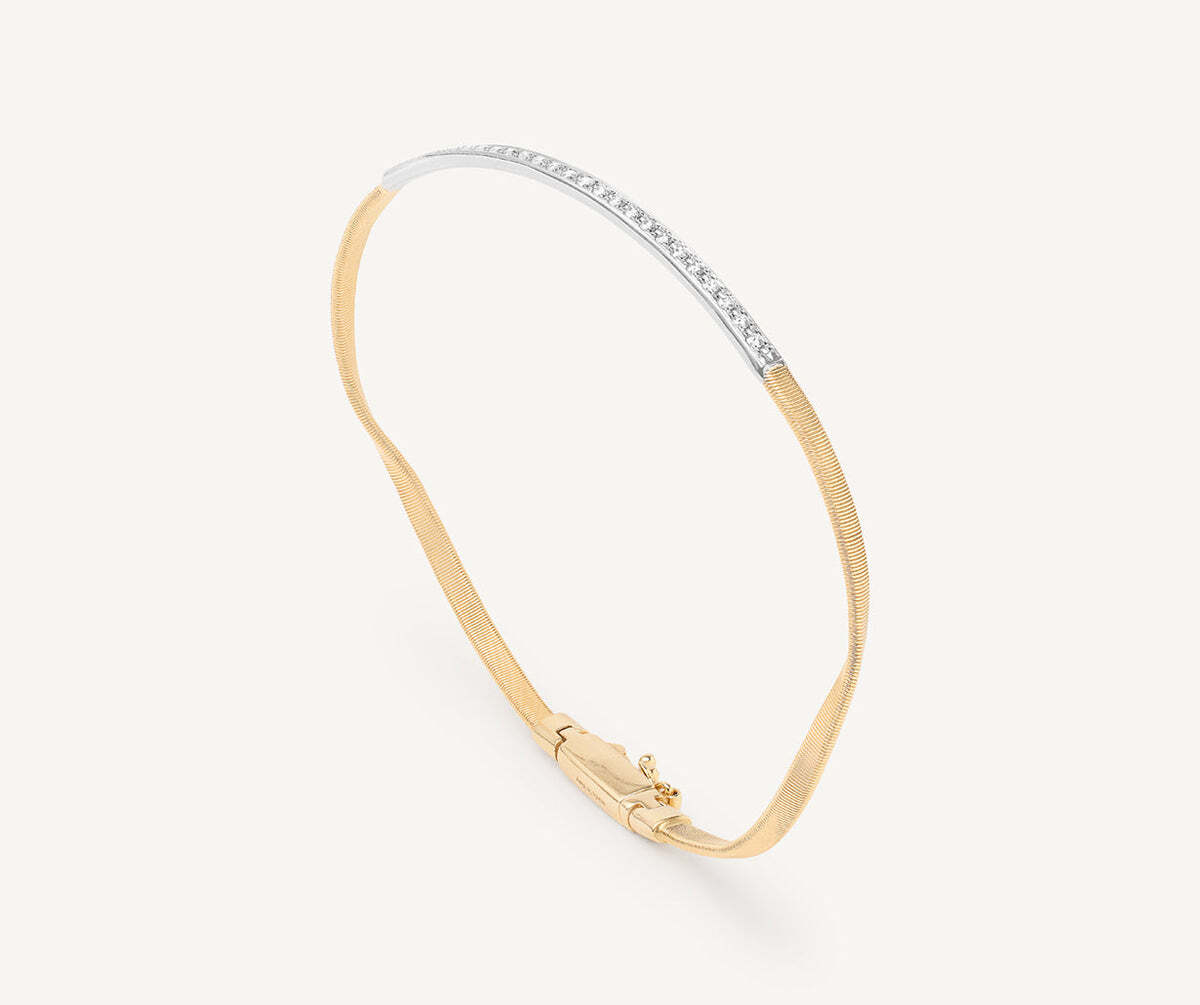 18K Yellow Gold Bangle With Diamond Bar – Marco Bicego