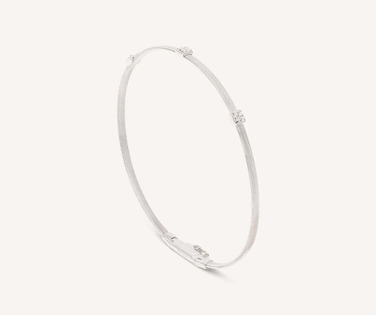 18K White Gold Small Stackable Bracelet With Diamonds – Marco Bicego