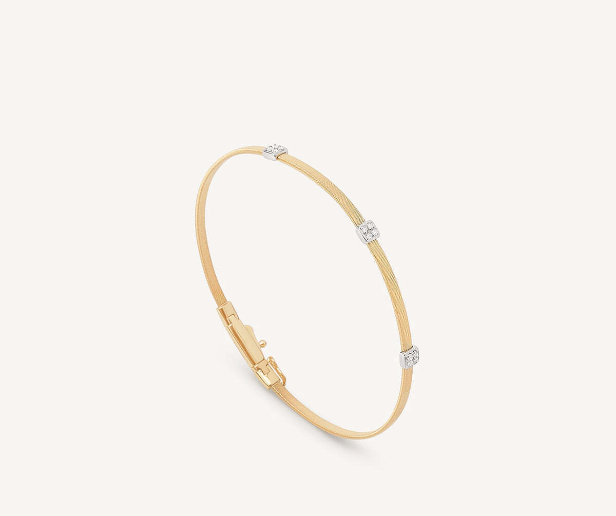 18K Yellow Gold Small Stackable Bracelet With Diamonds – Marco Bicego