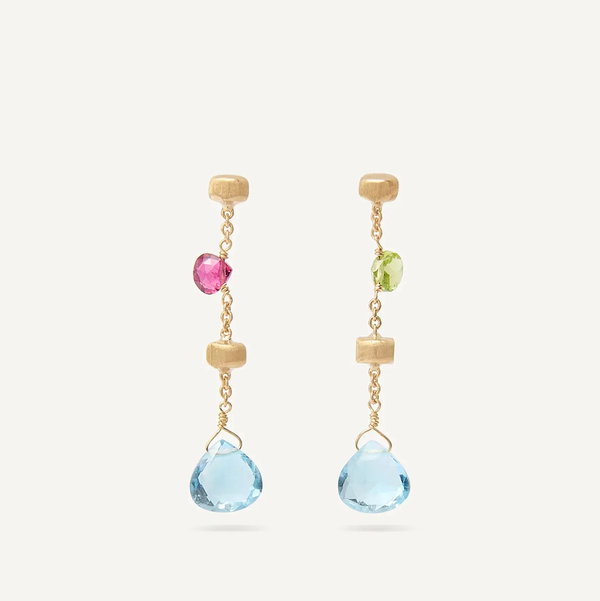 Closeup photo of 18K Yellow Gold Gemstone Earrings