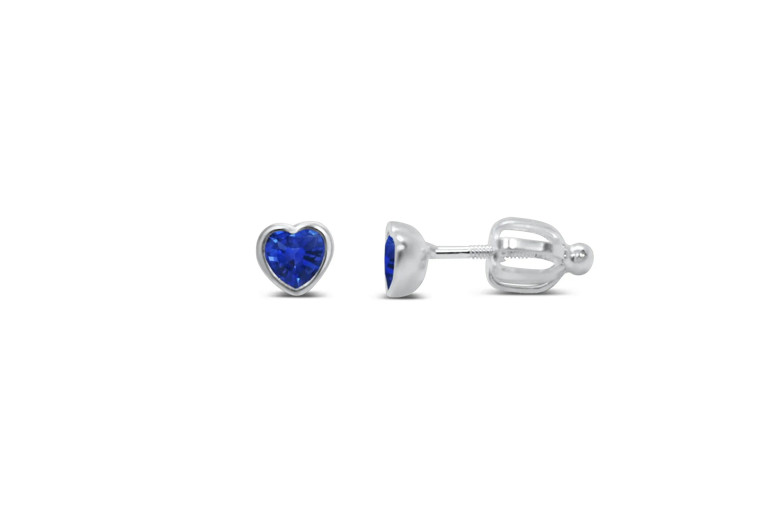 Bezel Heart Earrings (Sapphire/September)