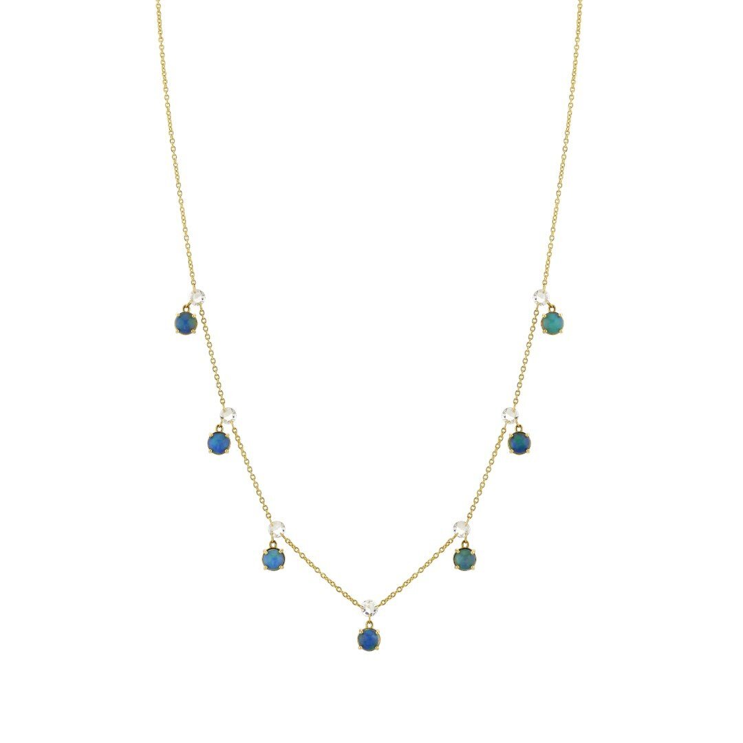 SLOANE STREET ROSE CUT DIAMOND CHAIN WITH DANGLING OPALS